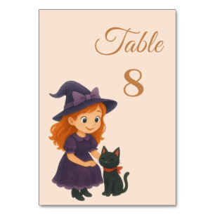 Numéro De Table Petit sorcier et chat Thème Halloween Baby shower