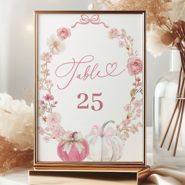 Numéro de table petite citrouille blanche et rose (Créateur téléchargé)