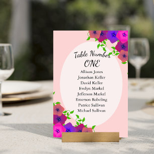 Numéro De Table Pétunia rose romantique doux