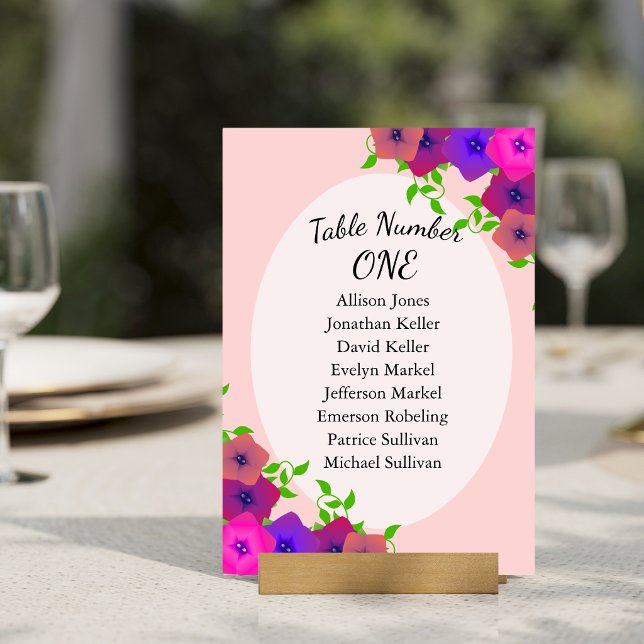 Numéro De Table Pétunia rose romantique doux (Créateur téléchargé)