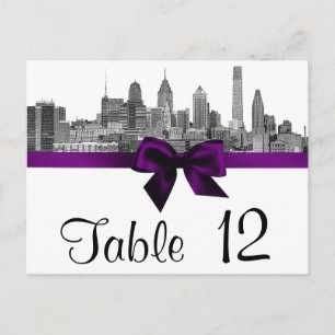 Numéro de table Philadelphie Skyline Etch BW Viole