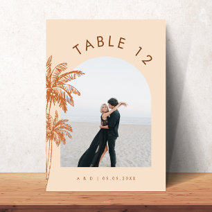 Numéro De Table Photo Arche Texte Boho Mariage Tropical Palm Tree