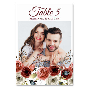 Numéro De Table Photo Automne Mélange Floral Mariage