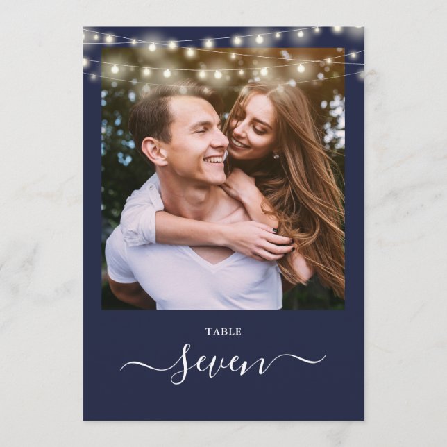 Numéro de table photo avec gupeaux lumineux bleus  (Devant)