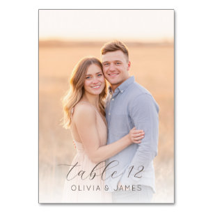 Numéro De Table Photo Bleu Beige Romantique