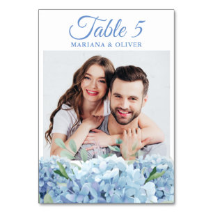 Numéro De Table Photo Blue Hydrangea Floral Mariage