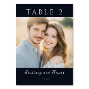 Numéro De Table Photo Classique Navy Romantique