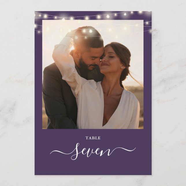 Numéro de table photo de guirlande violette (Devant)