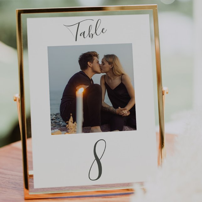 Numéro De Table Photo de mariage à l'écriture manuscrite moderne (Créateur téléchargé)