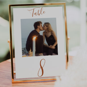 Numéro De Table Photo de mariage à l'encre manuscrite rouille