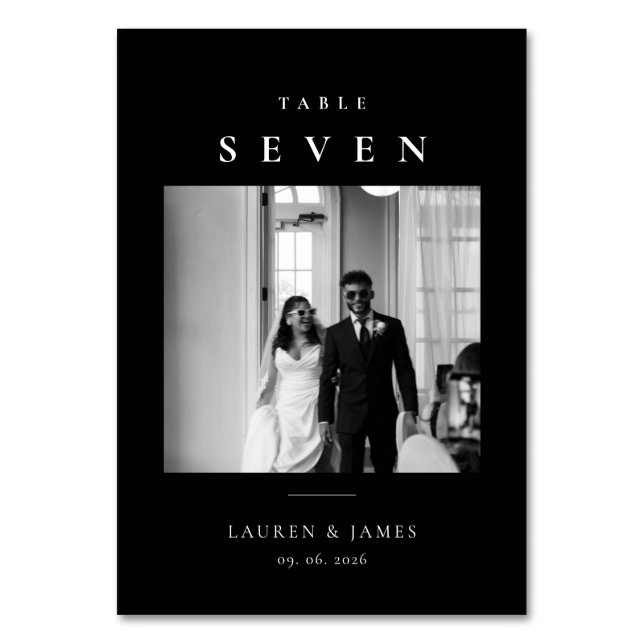 Numéro De Table Photo de mariage classique moderne noir (Par défaut)