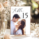 Numéro de table photo de mariage élégant<br><div class="desc">Transformez vos tables de réception en une célébration de votre voyage avec nos cartes Elégante Mariage Photo Numéro de table! Chaque numéro de table combine calligraphie moderne et élégance minimaliste avec une photo chère, créant une expérience unique et personnalisée à chaque table. Ces cartes uniques ajoutent une touche chaleureuse et...</div>