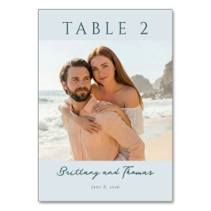 Numéro De Table Photo de plage de teinte sarcelle sereine