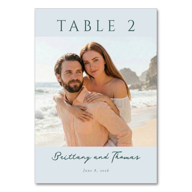 Numéro De Table Photo de plage de teinte sarcelle sereine (Par défaut)