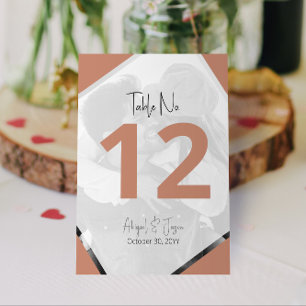 Numéro De Table Photo Décontractée Terra Cotta Mariage moderne