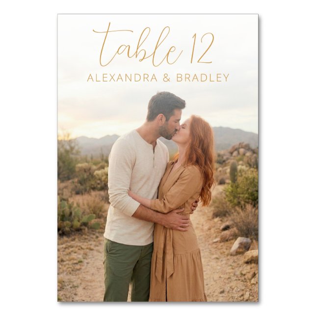 Numéro De Table Photo Désertique Beige Romantique (Dos)