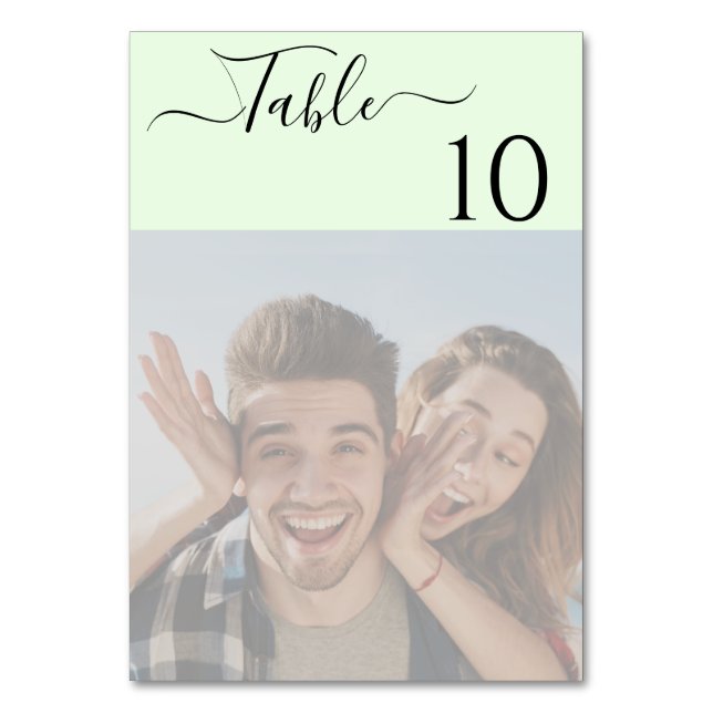 Numéro de table photo écriture élégante avec verdu (Par défaut)