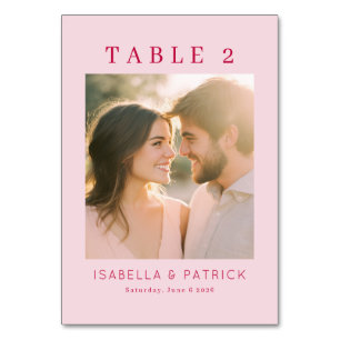 Numéro De Table Photo Élégant Rose Romantique