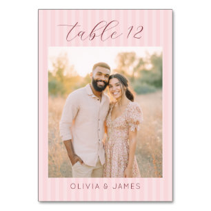 Numéro De Table Photo Élégant Rose Romantique