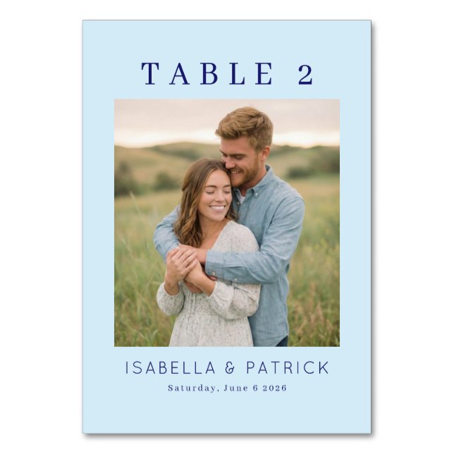 Numéro De Table Photo Élégante Bleue Sérène (Par défaut)