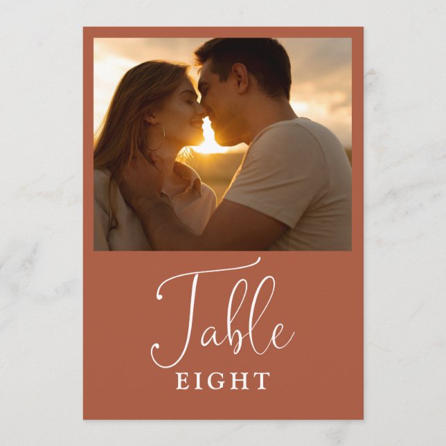 Numéro de table photo en terre cuite élégant (Devant)