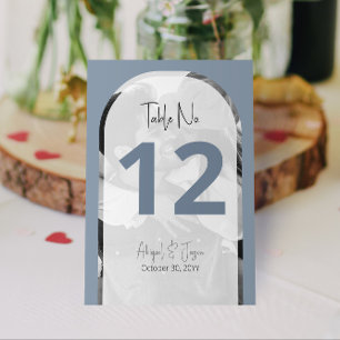 Numéro De Table Photo Mariage Arche Minimaliste Dusty Blue