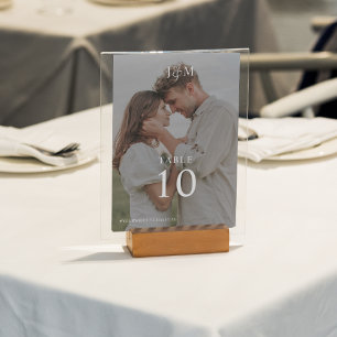 Numéro De Table Photo Mariage moderne Elegant Monogram