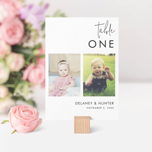 Numéro De Table Photo minimaliste classique modifiable (Créateur téléchargé)