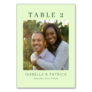 Numéro De Table Photo Minimaliste Vert Chaud