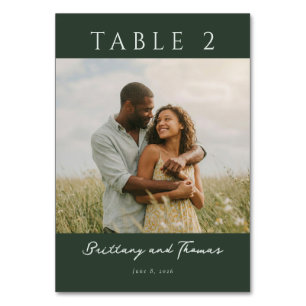 Numéro De Table Photo Minimaliste Vert Romantique