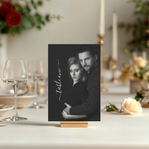 Numéro De Table Photo moderne noir et blanc Code QR