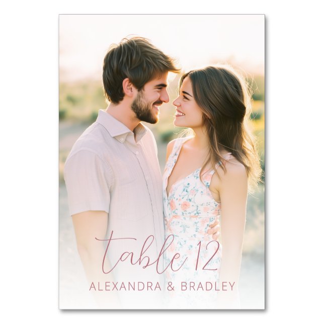 Numéro De Table Photo Pastel Romantique (Dos)