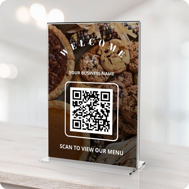 Numéro De Table Photo personnalisée Boulangerie sans contact Code  (Custom Photo Bakery Contactless QR code Menu Card)