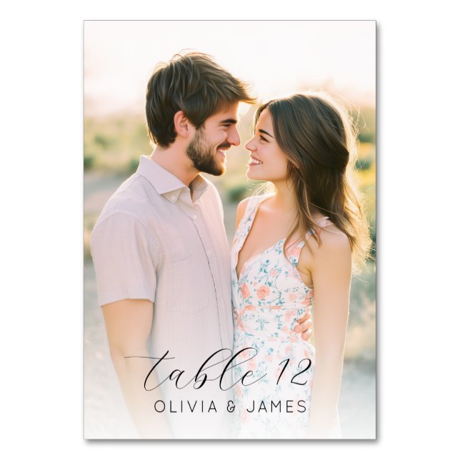 Numéro De Table Photo Romantique aux Pastels Joyeux (Dos)
