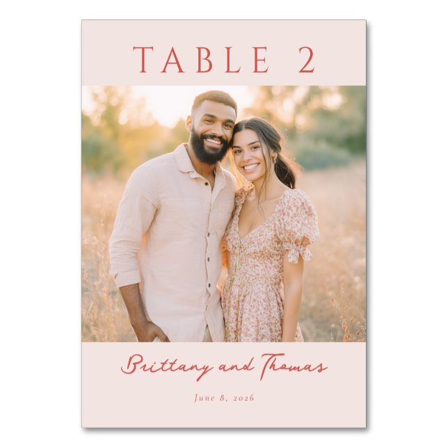 Numéro De Table Photo Romantique Beige Joyeux (Par défaut)