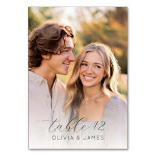 Numéro De Table Photo Romantique Beige Joyeux