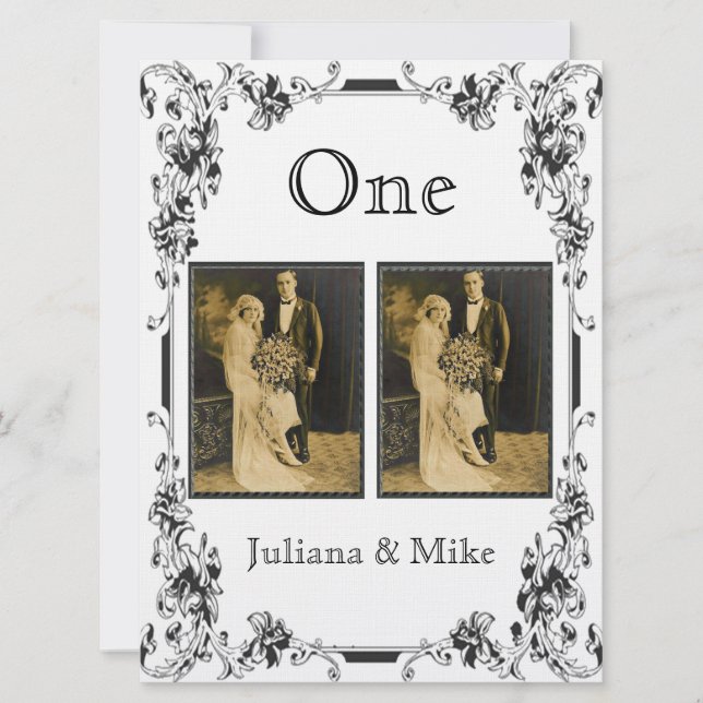 Numéro de table photo vintage noir et blanc (Devant)