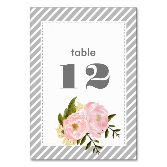 Numéro De Table Pies roses | Mariage Motif gris (Par défaut)