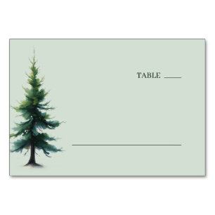 Numéro De Table Pin sylvestre aquarelle sarcelle serein