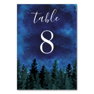 Numéro De Table Pine Arbres Aquarelle Rustique Mariage À feuillage