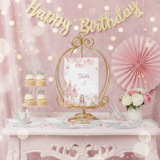 Numéro De Table  Pink 4th Royal Princess Castle Birthday Party 