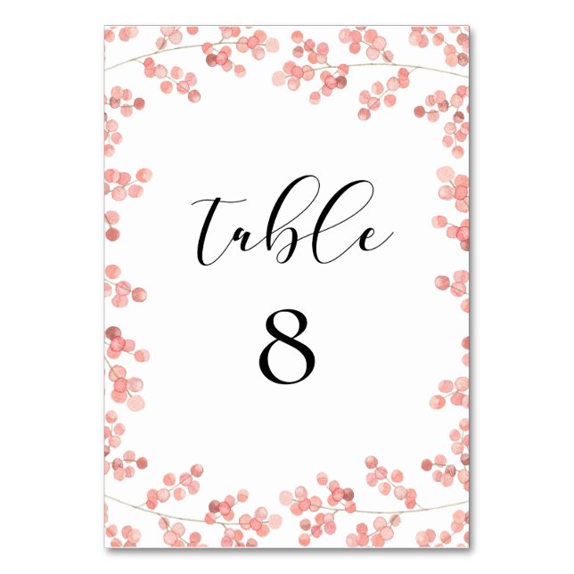 Numéro De Table Pink Baby's Breath Floral aquarelle mariage (Par défaut)