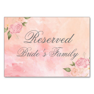 Numéro De Table Pink Floral Blush Aquarelle Script Mariage