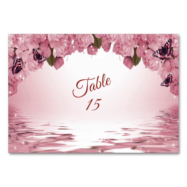 Numéro De Table Pink Floral Nature Butterfly Outdoor Wedding Party (Devant)