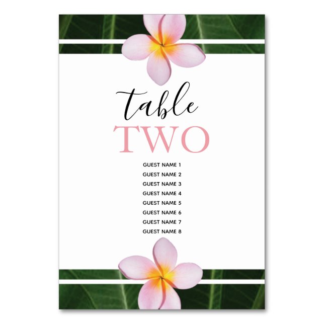 Numéro De Table Pink Frangipani Plumeria Mariages (Par défaut)