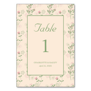Numéro De Table Pink Green Retro Y2K les années 70 Fleur Motif