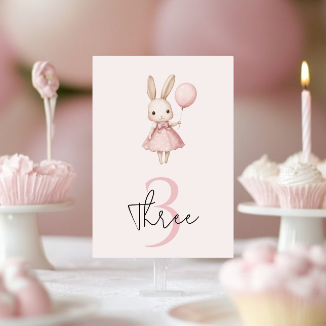 Numéro De Table Pink Pastel Bunny Anniversaire de enfant de Pâques (Créateur téléchargé)