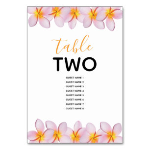 Numéro De Table Pink Plumeria Frangipani Mariages
