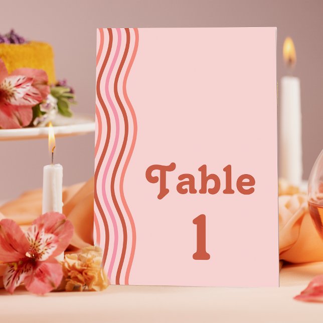 Numéro De Table Pink Retro les années 70 Super Disco Mariage (Créateur téléchargé)