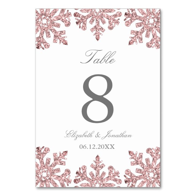 Numéro De Table Pink Rose Gold Snowflake Mariage d'hiver (Par défaut)